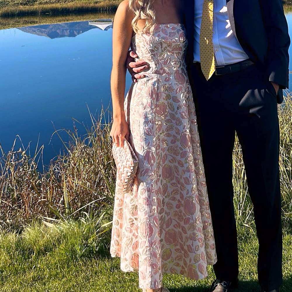 Kate Spade floral Bud Brocade dress — so comfy for a black tie or formal event